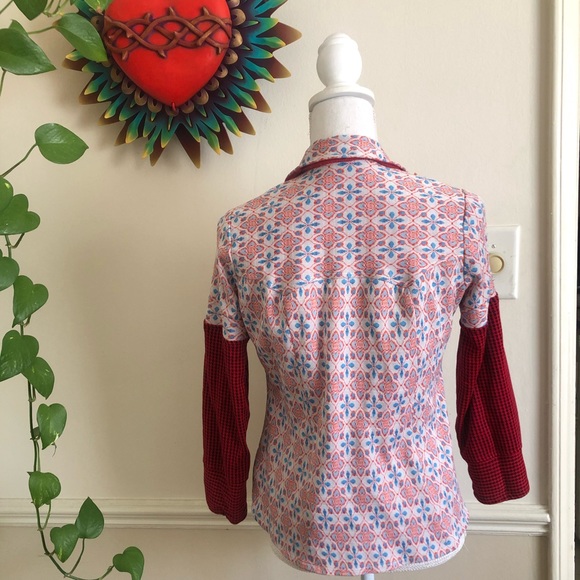 60s Vintage Polyester Two Toned Top - Picture 4 of 7